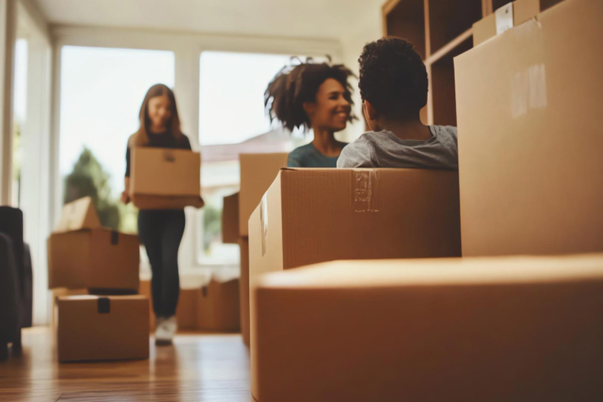 Household belongings packed for relocation
